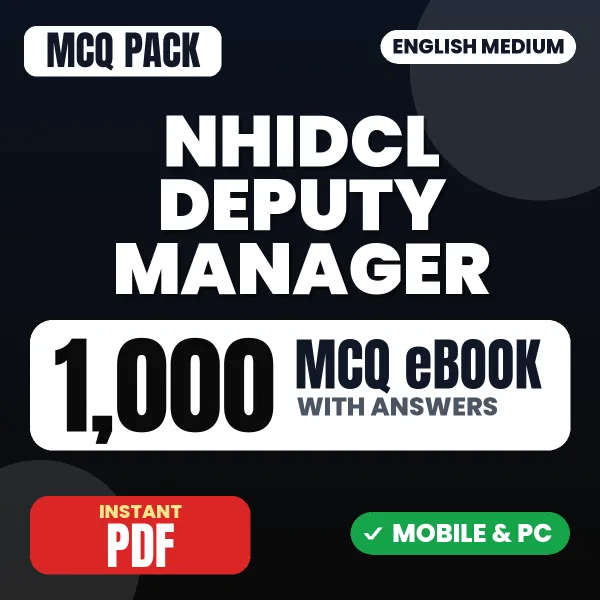 NHIDCL Deputy Manager Stage I Exam – 1000 MCQ eBook with Answers | English Medium PDF Download