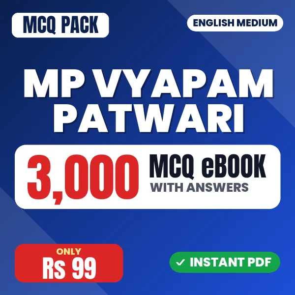 MP Vyapam Patwari Exam – 3000 MCQ eBook with Answers | English Medium PDF Download