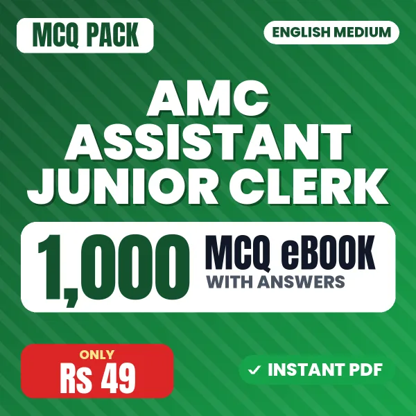AMC Assistant Junior Clerk Exam – 1000 MCQ eBook with Answers | English Medium PDF Download