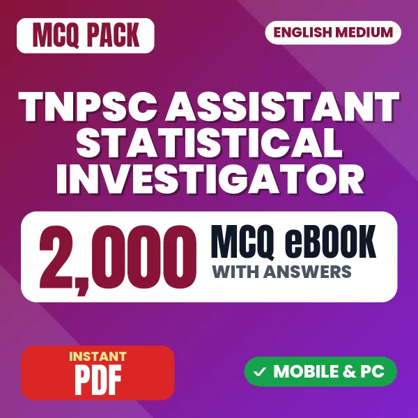 TNPSC Assistant Statistical Investigator (Paper-1) Exam – 2000 MCQ eBook with Answers | English Medium PDF Download