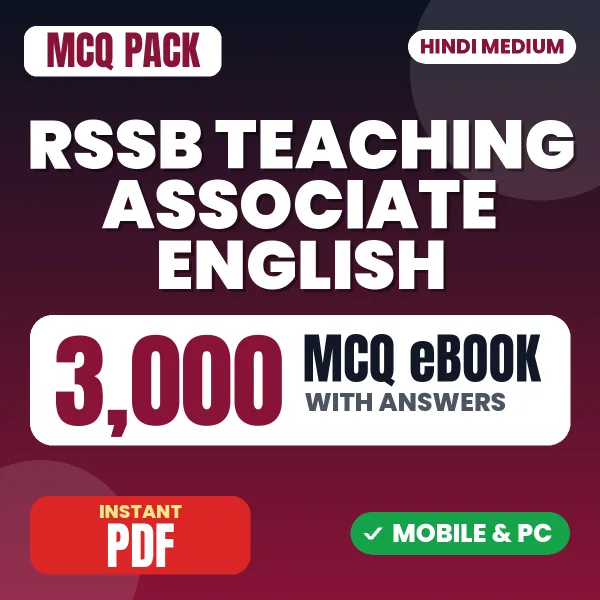 RSSB Teaching Associate (English) Exam Paper 1 – 3000 MCQ eBook with Answers | Hindi Medium PDF Download