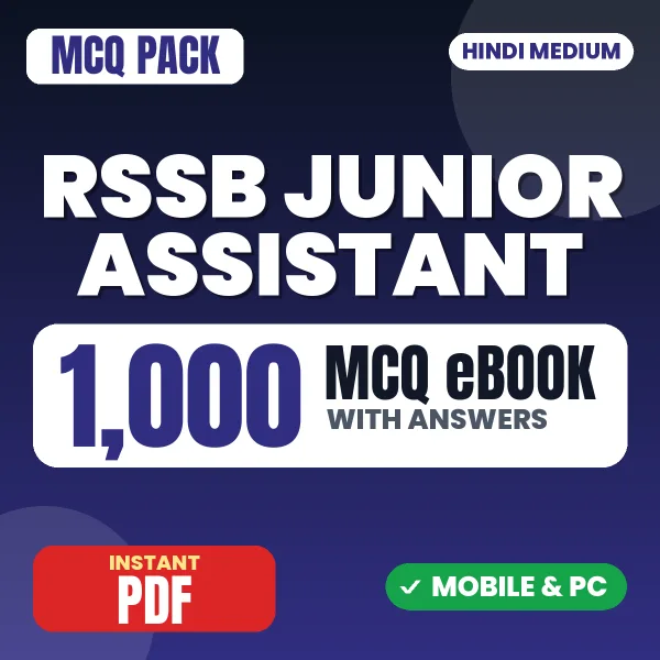 RSSB Junior Assistant Phase 1 Exam Paper 1 – 1000 MCQ eBook with Answers | Hindi Medium PDF Download