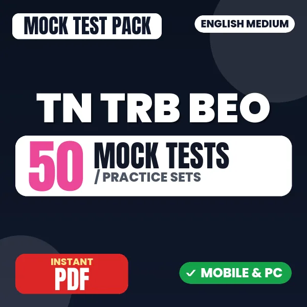 TN TRB BEO (Part-A) Exam - Tamil – 50 Mock Tests / Practice Sets | English Medium PDF Download