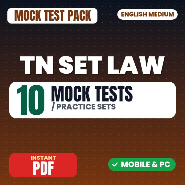 TN SET Law Exam – 10 Mock Tests / Practice Sets | English Medium PDF Download