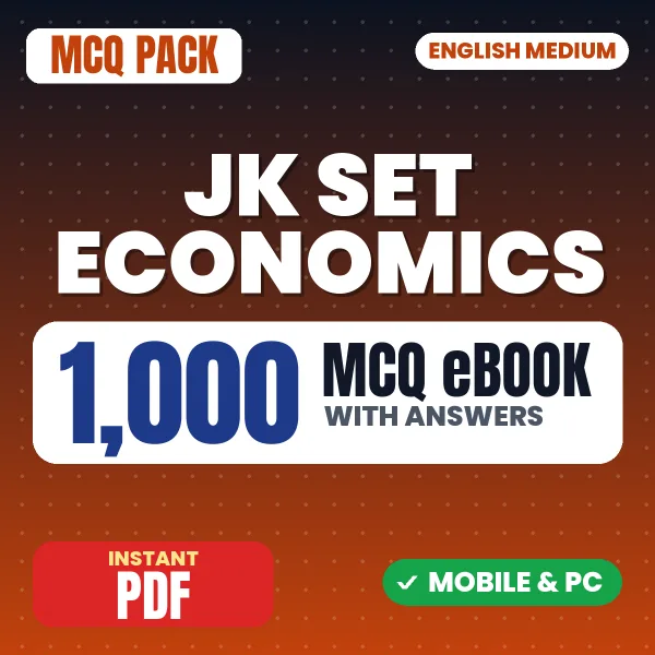 JK SET Economics (Paper 2) Exam – 1000 MCQ eBook with Answers | English Medium PDF Download