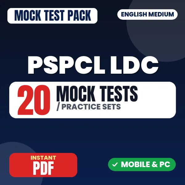 PSPCL LDC Exam – 20 Mock Tests / Practice Sets | English Medium PDF Download