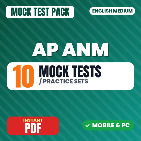 AP ANM Exam – 10 Mock Tests / Practice Sets | English Medium PDF Download