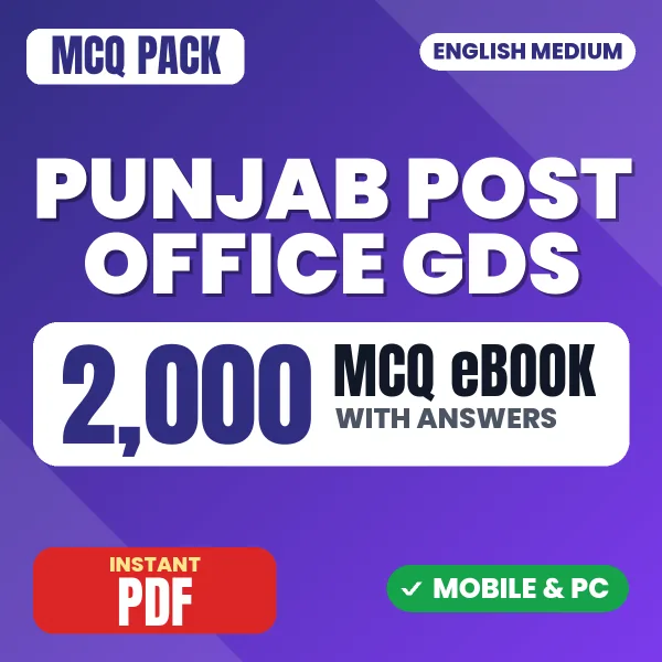 Punjab Post Office GDS Exam – 2000 MCQ eBook with Answers | English Medium PDF Download
