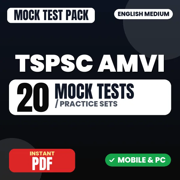 TSPSC Assistant Motor Vehicle Inspector Exam Paper I – 20 Mock Tests / Practice Sets | English Medium PDF Download