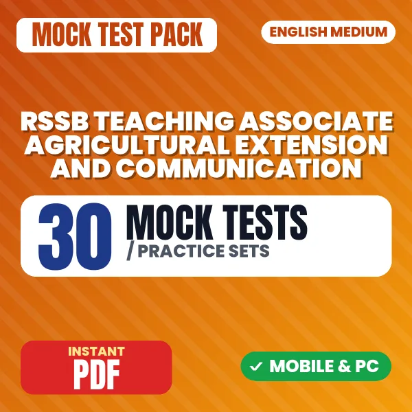RSSB Teaching Associate (Agricultural Extension and Communication) Exam Paper 1 – 30 Mock Tests / Practice Sets | English Medium PDF Download