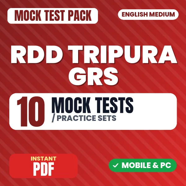 RDD Tripura GRS Exam – 10 Mock Tests / Practice Sets | English Medium PDF Download