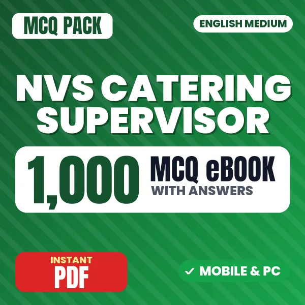 NVS Catering Supervisor Exam – 1000 MCQ eBook with Answers | English Medium PDF Download