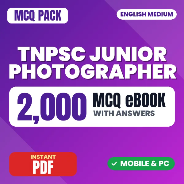 TNPSC Junior Photographer Exam Paper 1 – 2000 MCQ eBook with Answers | English Medium PDF Download