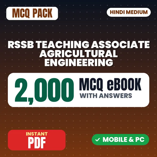 RSSB Teaching Associate (Agricultural Engineering) Exam Paper 1 – 2000 MCQ eBook with Answers | Hindi Medium PDF Download