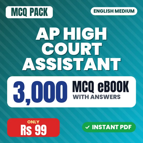 AP High Court Assistant Exam – 3000 MCQ eBook with Answers | English Medium PDF Download