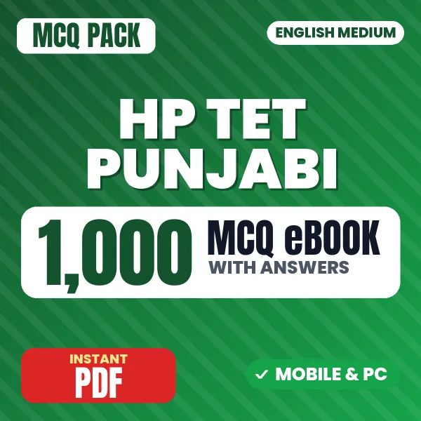 HP TET Punjabi Exam – 1000 MCQ eBook with Answers | English Medium PDF Download
