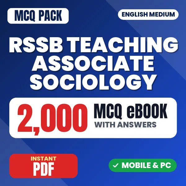 RSSB Teaching Associate (Sociology) Exam Paper 1 – 2000 MCQ eBook with Answers | English Medium PDF Download