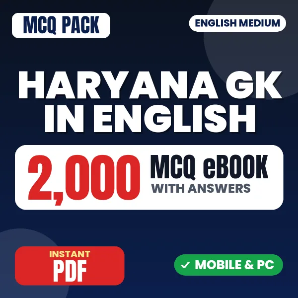 Haryana General Knowledge – 2000 MCQ eBook with Answers | English Medium PDF Download