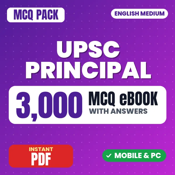 UPSC Principal Exam – 3000 MCQ eBook with Answers | English Medium PDF Download