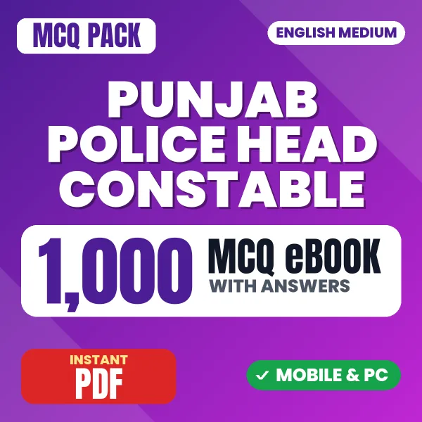 Punjab Police Head Constable (Paper-II) Exam – 1000 MCQ eBook with Answers | English Medium PDF Download