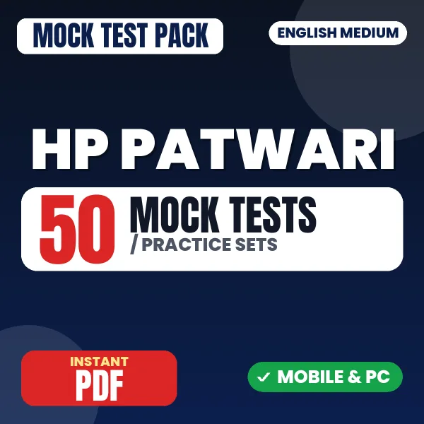 HP Patwari Exam – 50 Mock Tests / Practice Sets | English Medium PDF Download