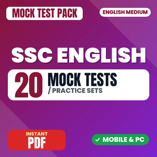 SSC English – 20 Mock Tests / Practice Sets | English Medium PDF Download
