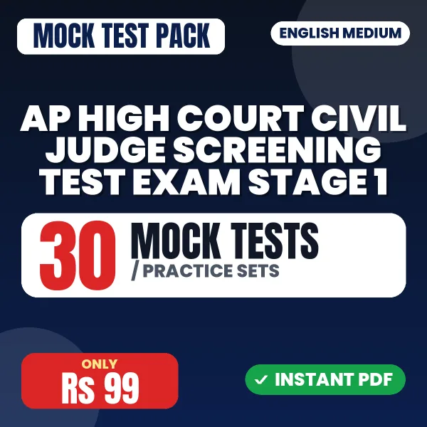 AP High Court Civil Judge Screening Test Exam Stage 1 – 30 Mock Tests / Practice Sets | English Medium PDF Download