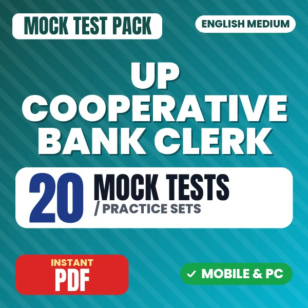 UP Cooperative Bank Clerk Preliminary Exam – 20 Mock Tests / Practice Sets | English Medium PDF Download