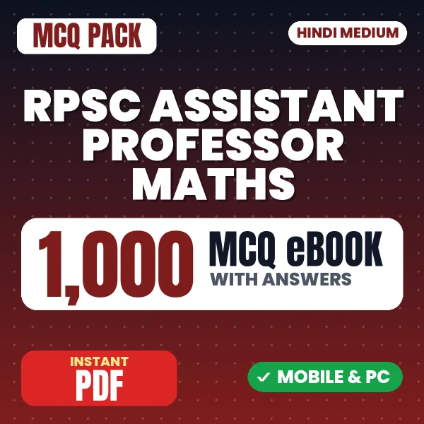 RPSC Assistant Professor Maths (Paper III) Exam – 1000 MCQ eBook with Answers | Hindi Medium PDF Download