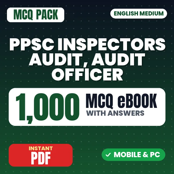 PPSC Inspector Audit, Audit Officer Exam – 1000 MCQ eBook with Answers | English Medium PDF Download