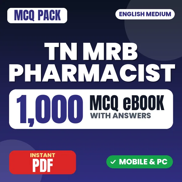 TN MRB Pharmacist Exam – 1000 MCQ eBook with Answers | English Medium PDF Download