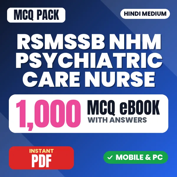 RSMSSB NHM Psychiatric Care Nurse Exam – 1000 MCQ eBook with Answers | Hindi Medium PDF Download