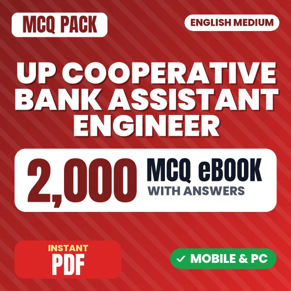 UP Cooperative Bank Assistant Engineer Preliminary Exam – 2000 MCQ eBook with Answers | English Medium PDF Download