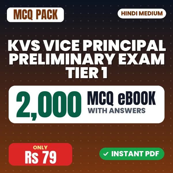 KVS Vice Principal Preliminary Exam Tier 1 – 2000 MCQ eBook with Answers | Hindi Medium PDF Download