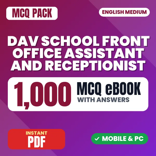 DAV School Front Office Assistant / Receptionist Exam – 1000 MCQ eBook with Answers | English Medium PDF Download