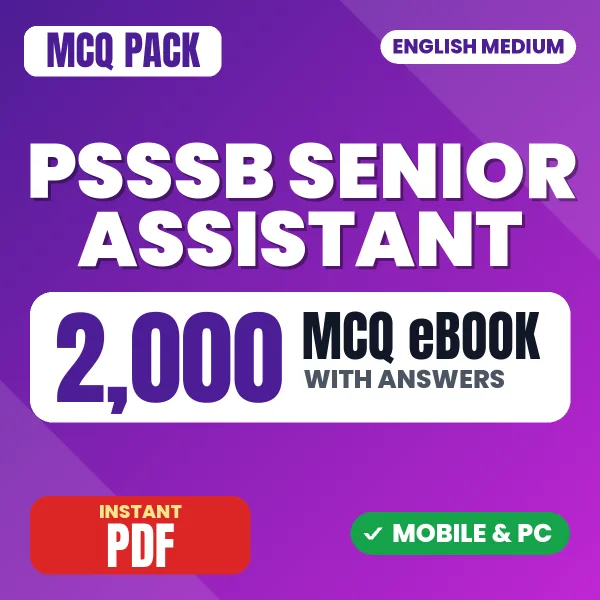 PSSSB Senior Assistant Exam – 2000 MCQ eBook with Answers | English Medium PDF Download
