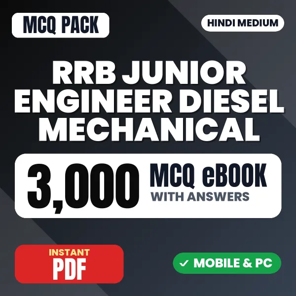 RRB Junior Engineer (Diesel Mechanical) CBT 1 Exam – 3000 MCQ eBook with Answers | Hindi Medium PDF Download