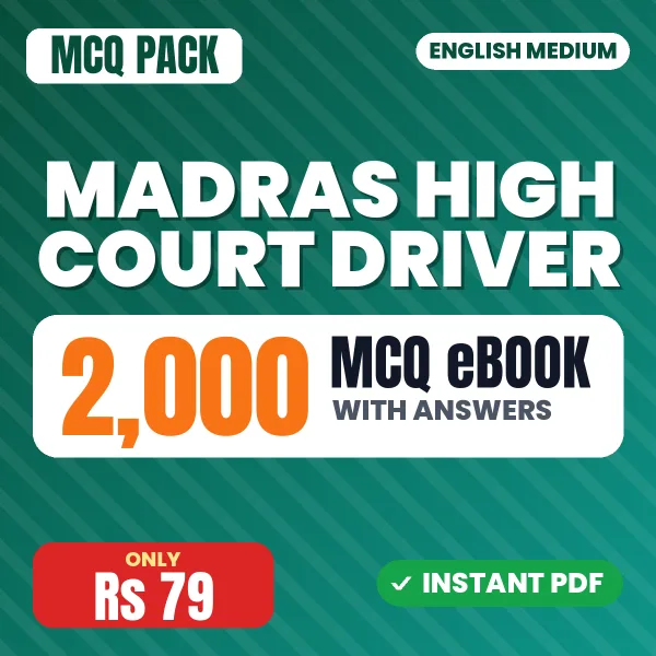 Madras High Court Driver Exam – 2000 MCQ eBook with Answers | English Medium PDF Download
