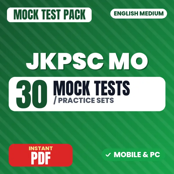 JKPSC Medical Officer Exam – 30 Mock Tests / Practice Sets | English Medium PDF Download