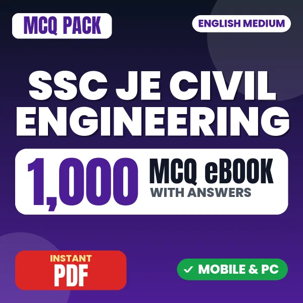 SSC JE Civil Engineering Exam Paper 2 – 1000 MCQ eBook with Answers | English Medium PDF Download