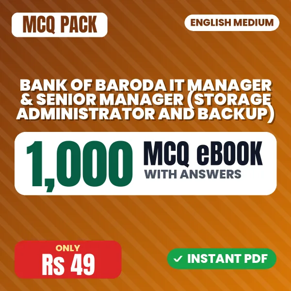 Bank of Baroda IT Manager & Senior Manager (Storage Administrator and Backup) Exam – 1000 MCQ eBook with Answers | English Medium PDF Download