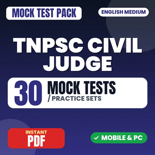 TNPSC Civil Judge Prelims Exam – 30 Mock Tests / Practice Sets | English Medium PDF Download