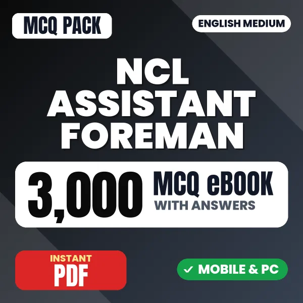 NCL Assistant Foreman (Mechanical) Exam – 3000 MCQ eBook with Answers | English Medium PDF Download