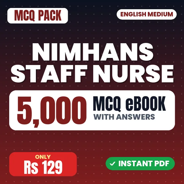 NIMHANS Staff Nurse Exam – 5000 MCQ eBook with Answers | English Medium PDF Download