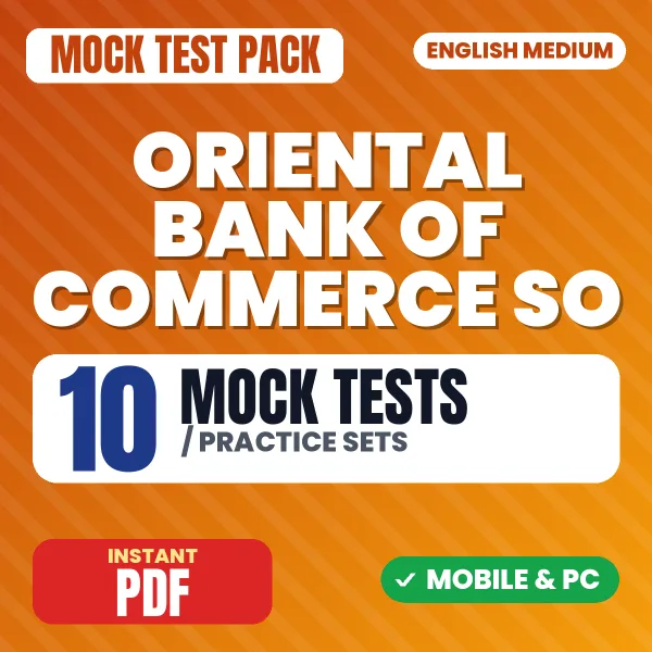 Oriental Bank of Commerce Specialist Officer Exam – 10 Mock Tests / Practice Sets | English Medium PDF Download