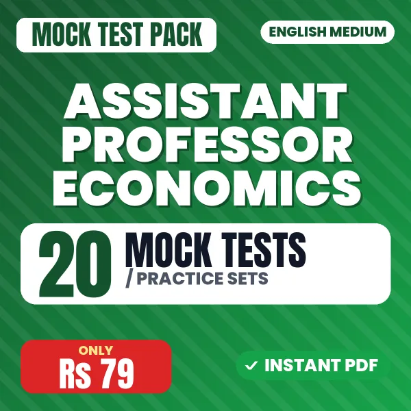 Assistant Professor Economics Exam – 20 Mock Tests / Practice Sets | English Medium PDF Download