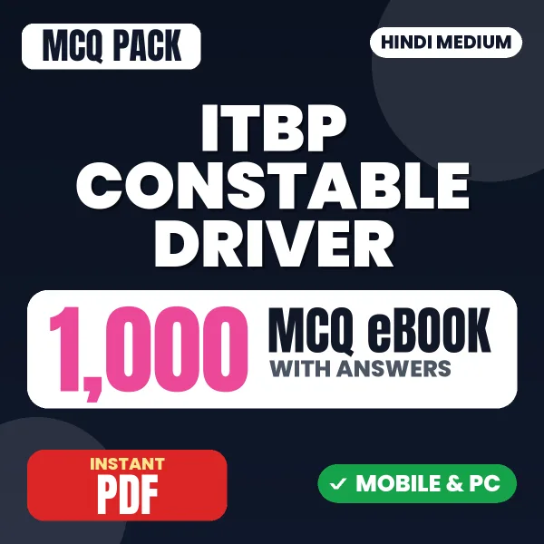 ITBP Constable Driver Exam – 1000 MCQ eBook with Answers | Hindi Medium PDF Download