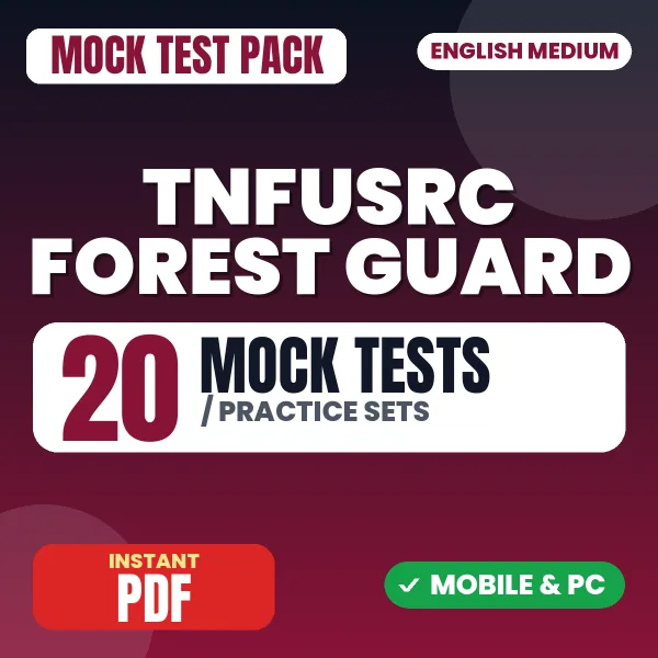 TNFUSRC Forest Guard Exam – 20 Mock Tests / Practice Sets | English Medium PDF Download