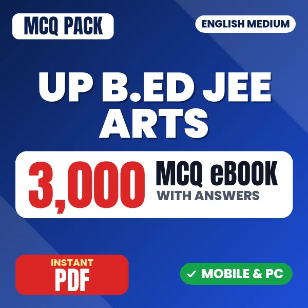 UP B.ED JEE Arts Paper 2 Exam – 3000 MCQ eBook with Answers | English Medium PDF Download
