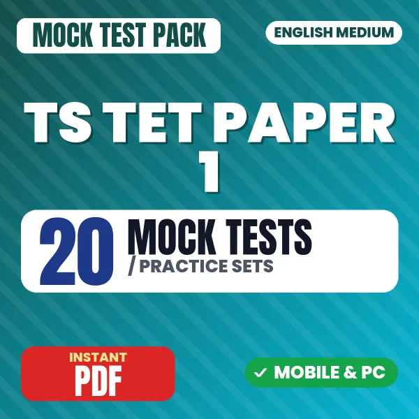 Telangana TET Paper 1 Exam – 20 Mock Tests / Practice Sets | English Medium PDF Download